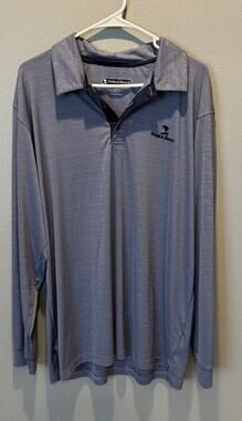 Pebble Beach Long Sleeve Men's Polo Dry Luxe Blue Size XL